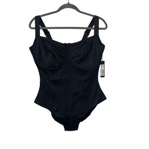 TA3 Lifty One Piece Swimsuit Black Underwire Lace Up Back XL Reg/Long H/I Cup